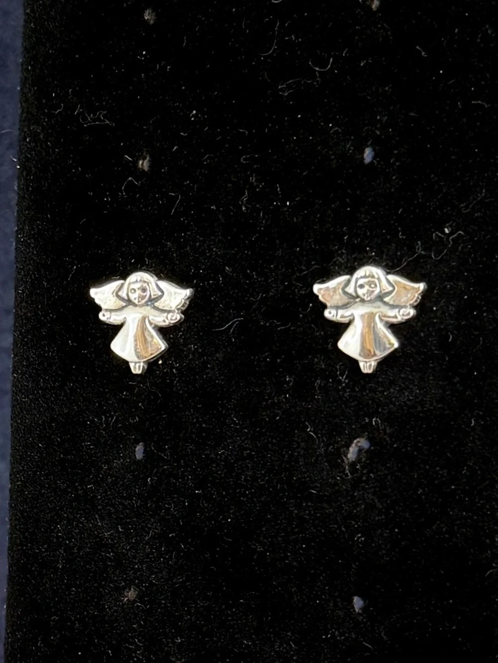 JAMES AVERY Sterling Silver Guardian Angel Flying Stud Earrings w/Box; RETIRED